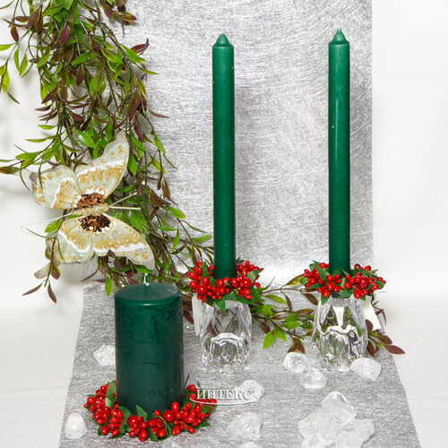 Столовые темно-зеленые свечи 24.5 см, 2 шт Омский Свечной