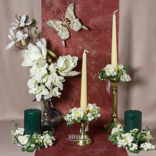 Венок для свечи Белые Розы 10 см Swerox