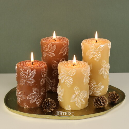 Декоративная свеча Еловый Лес 14 см бежевая Koopman