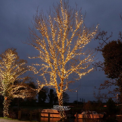 Гирлянды на дерево Клип Лайт Quality Light 100 м, 1000 экстра теплых белых LED ламп, прозрачный ПВХ, IP44 BEAUTY LED