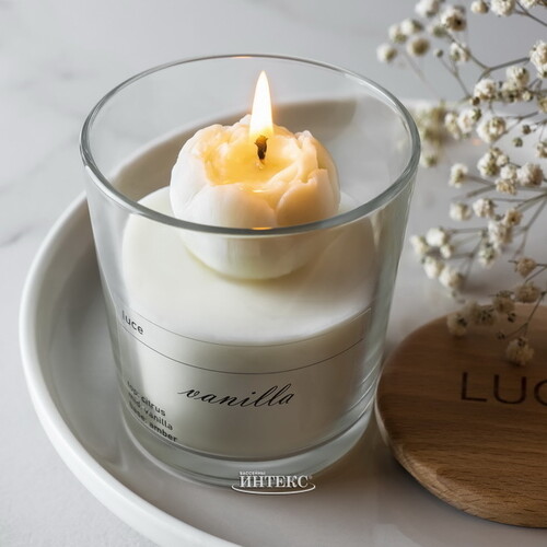 Декоративная ароматическая свеча Luce Pione: Апельсин + Жасмин, 30 часов горения Luce
