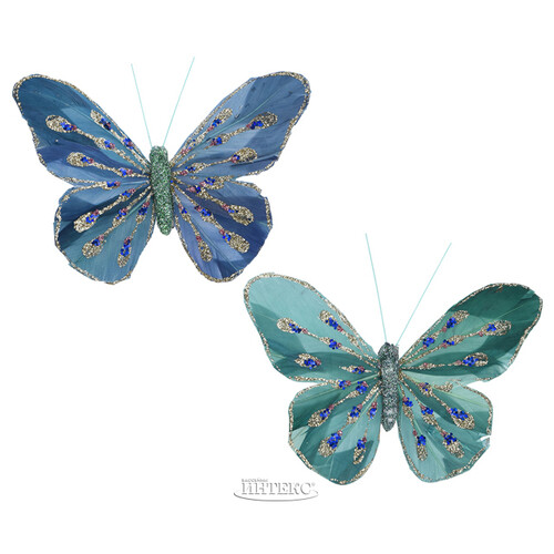 Декоративное украшение Butterfly Jody 13 см зеленое, 2 шт, клипса Koopman