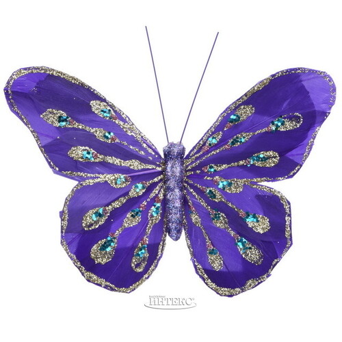 Декоративное украшение Butterfly Jody 13 см фиолетовое, 2 шт, клипса Koopman