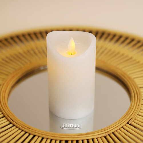 Светильник свеча восковая Живое Пламя 12.5*7.5 см белая на батарейках, таймер Koopman