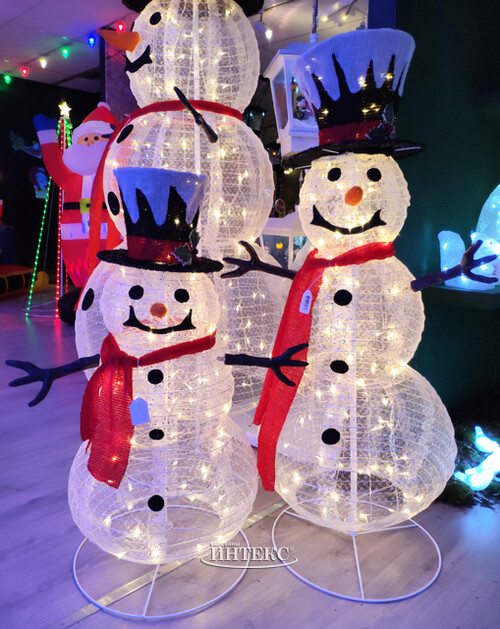 Светящийся Снеговик Гарольд в чёрном цилиндре 90 см, 64 теплые белые LED лампы, IP44 Peha