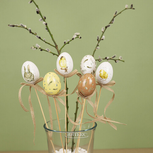Пасхальные украшения Яйца на палочке Sweet Easter 6 см, 6 шт Kaemingk
