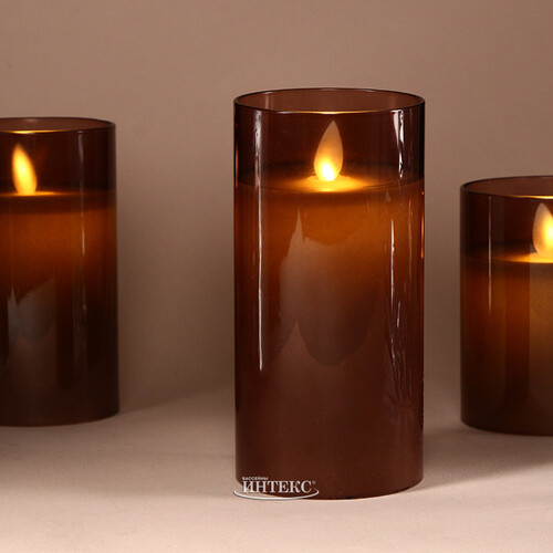 Светодиодная свеча в колбе Mosala - Amber 15 см, на батарейках Peha