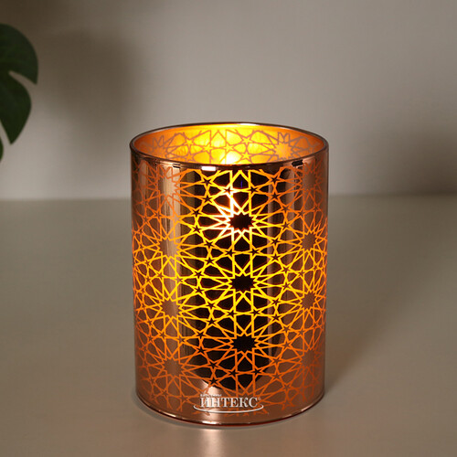 Светодиодная свеча в стакане Bronzetta 10 см, на батарейках Peha