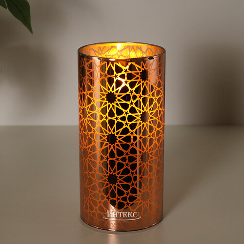 Светодиодная свеча в стакане Bronzetta 15 см, на батарейках Peha