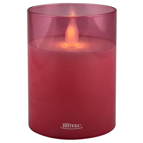 Светодиодная свеча с имитацией пламени Magic Flame в стакане 10 см фуксия Peha