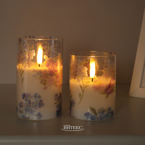 Светодиодная свеча с имитацией пламени Mone Locarno в стакане 10 см Peha