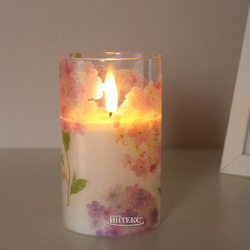 Светодиодная свеча с имитацией пламени Mone Lausanne в стакане 12.5 см Peha