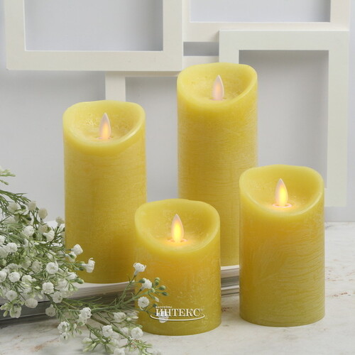 Светодиодная свеча с имитацией пламени 10 см, желтая восковая, батарейка Peha
