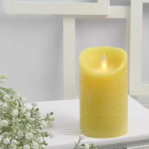 Светодиодная свеча с имитацией пламени 12.5 см, желтая восковая, батарейка Peha
