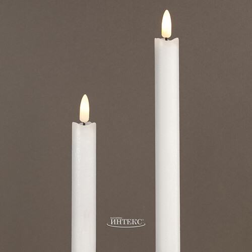 Столовая светодиодная свеча с имитацией пламени Инсендио 26 см 2 шт белая, батарейка Peha