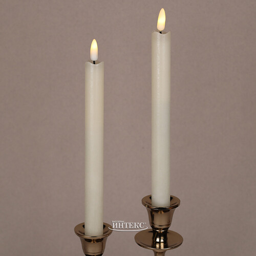 Столовая светодиодная свеча с имитацией пламени Инсендио 26 см 2 шт кремовая, батарейка Peha