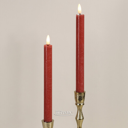 Столовая светодиодная свеча с имитацией пламени Инсендио 26 см 2 шт алая, батарейка Peha