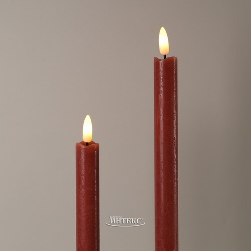 Столовая светодиодная свеча с имитацией пламени Инсендио 26 см 2 шт алая, батарейка Peha