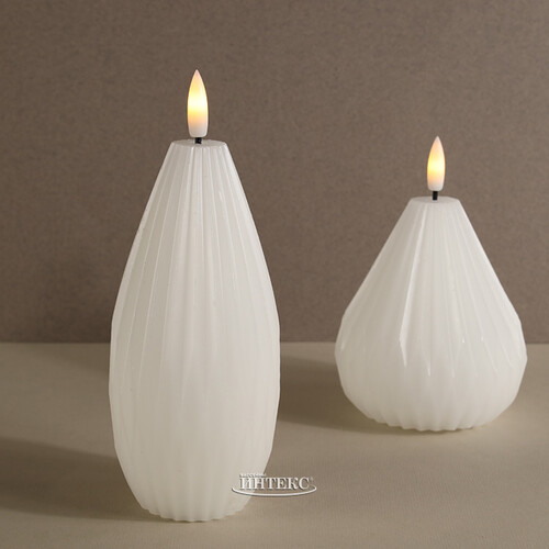 Светодиодная свеча с имитацией пламени Грацио 15 см белая, на батарейках Peha