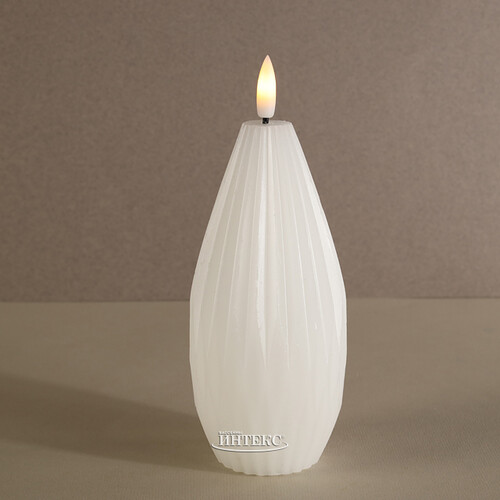 Светодиодная свеча с имитацией пламени Грацио 15 см белая, на батарейках Peha