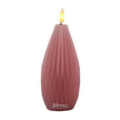 Светодиодная свеча с имитацией пламени Грацио 15 см розовая, на батарейках Peha