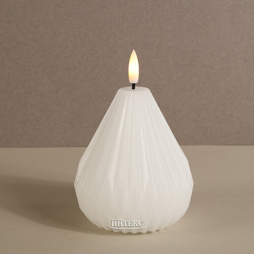 Светодиодная свеча с имитацией пламени Грацио 10 см белая, на батарейках Peha