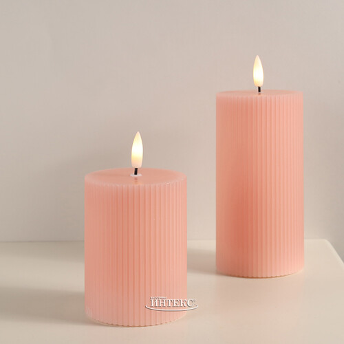 Светодиодная свеча с имитацией пламени Грацио 10 см розовая, батарейка Peha