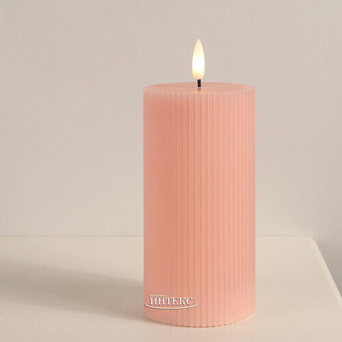 Светодиодная свеча с имитацией пламени Грацио 15 см розовая, батарейка Peha