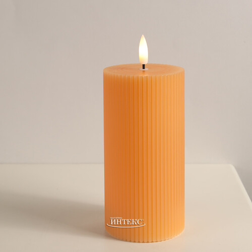 Светодиодная свеча с имитацией пламени Грацио 15 см оранжевая, батарейка Peha