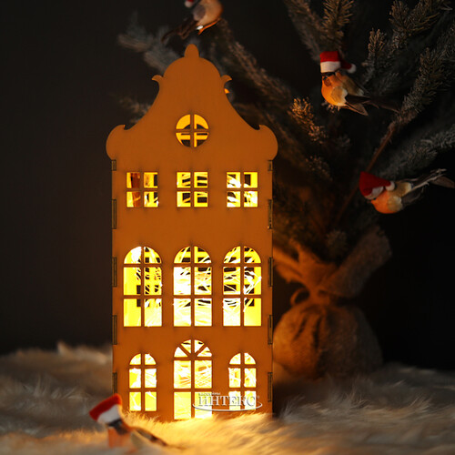 Декоративный домик Амстердам 37 см оранжевый Christmas Apple