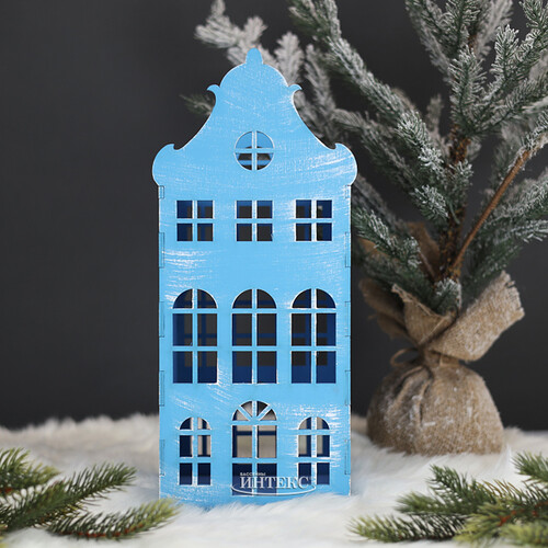 Декоративный домик Амстердам 37 см голубой Christmas Apple