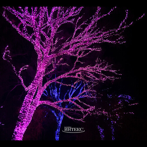 Гирлянды на дерево Клип Лайт Quality Light 60 м, 600 розовых LED ламп, черный ПВХ, IP44 BEAUTY LED