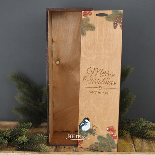 Деревянный подарочный ящик Wood Line: Merry Xmas 35 см Christmas Apple