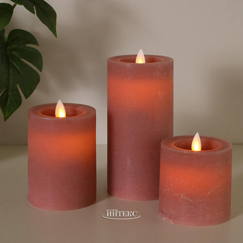 Светодиодная свеча с имитацией пламени Arevallo 15 см, розовая, батарейка Peha