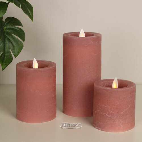 Светодиодная свеча с имитацией пламени Arevallo 10 см, розовая, батарейка Peha