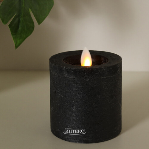 Светодиодная свеча с имитацией пламени Arevallo 7.5 см, антрацитовая, батарейка Peha