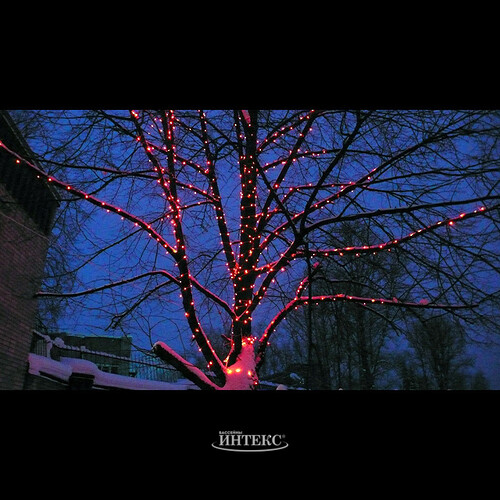 Гирлянды на дерево Клип Лайт Legoled 100 м, 750 красных LED, черный КАУЧУК, IP54 BEAUTY LED