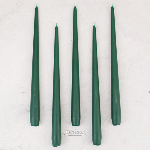 Высокие свечи Андреа Velvet 30 см, 5 шт, темно-зеленые Candleslight