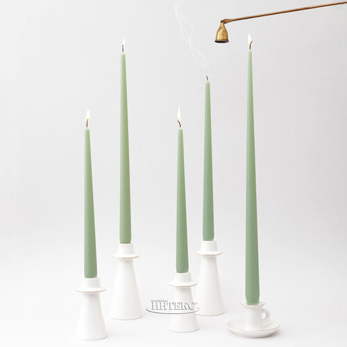 Высокие свечи Андреа Velvet 30 см, 5 шт, оливковые Candleslight