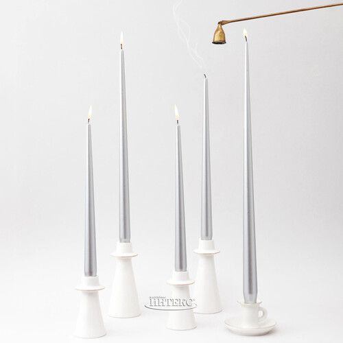 Высокие свечи Андреа Velvet 30 см, 5 шт, серебряные Candleslight