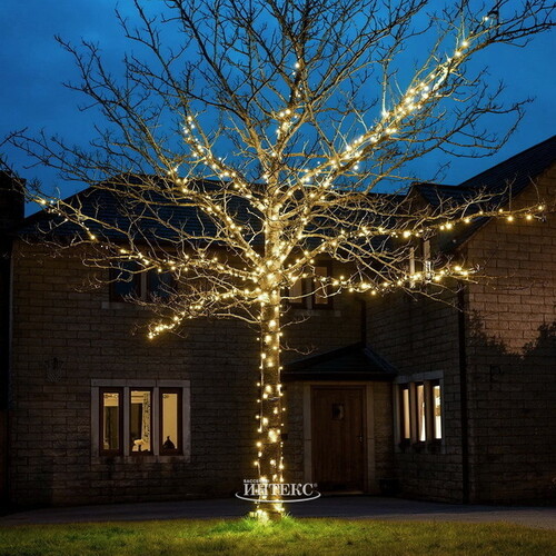 Гирлянды на дерево Клип Лайт Quality Light 100 м, 1000 теплых белых LED, с холодным мерцанием, прозрачный ПВХ, IP44 BEAUTY LED