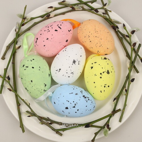 Пасхальные украшения Яйца: Easter Rainbow 6 см, 6 шт, подвеска Due Esse Christmas