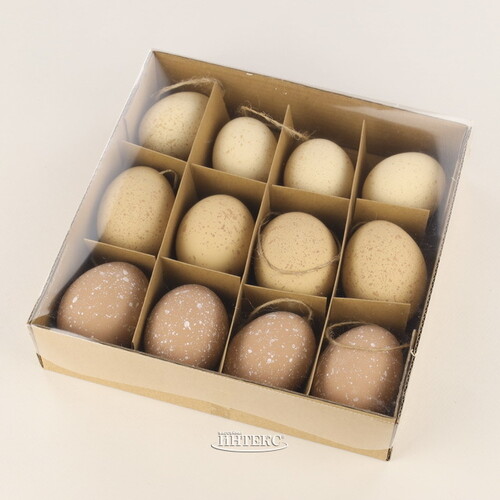 Пасхальные украшения Яйца: Propio Eggs 6 см, 12 шт, натуральные Due Esse Christmas