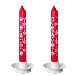 Новогодние свечи Christmas Dinner - Игрушки 21 см красные, 4 шт Омский Свечной фото 1