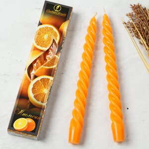 Ароматические свечи Апельсин, витые 24.5 см, 2 шт Омский Свечной фото 1