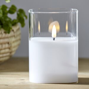 Восковая LED свеча с имитацией пламени Flamme 12.5*9 см в прозрачном стакане (Star Trading, Швеция). Артикул: 063-93