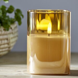 Восковая LED свеча с имитацией пламени Flamme 12.5*9 см в бронзовом стакане (Star Trading, Швеция). Артикул: 063-95