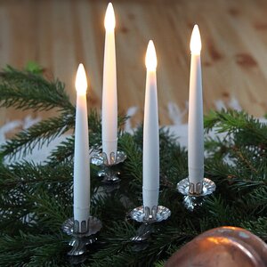 Столовая светодиодная свеча с имитацией пламени Paulina 15 см, 4 шт, на батарейках (Star Trading, Швеция). Артикул: 066-79