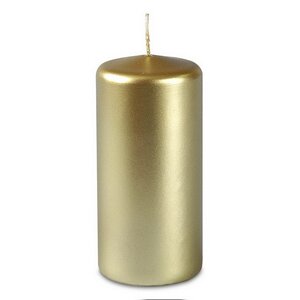 Декоративная свеча столбик Ombra 125*60 мм золотая (Омский Свечной, Россия). Артикул: 079634-свеча