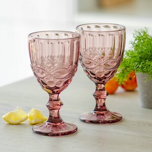 Бокал для вина Монруж 17 см розовый, стекло Boltze фото 2